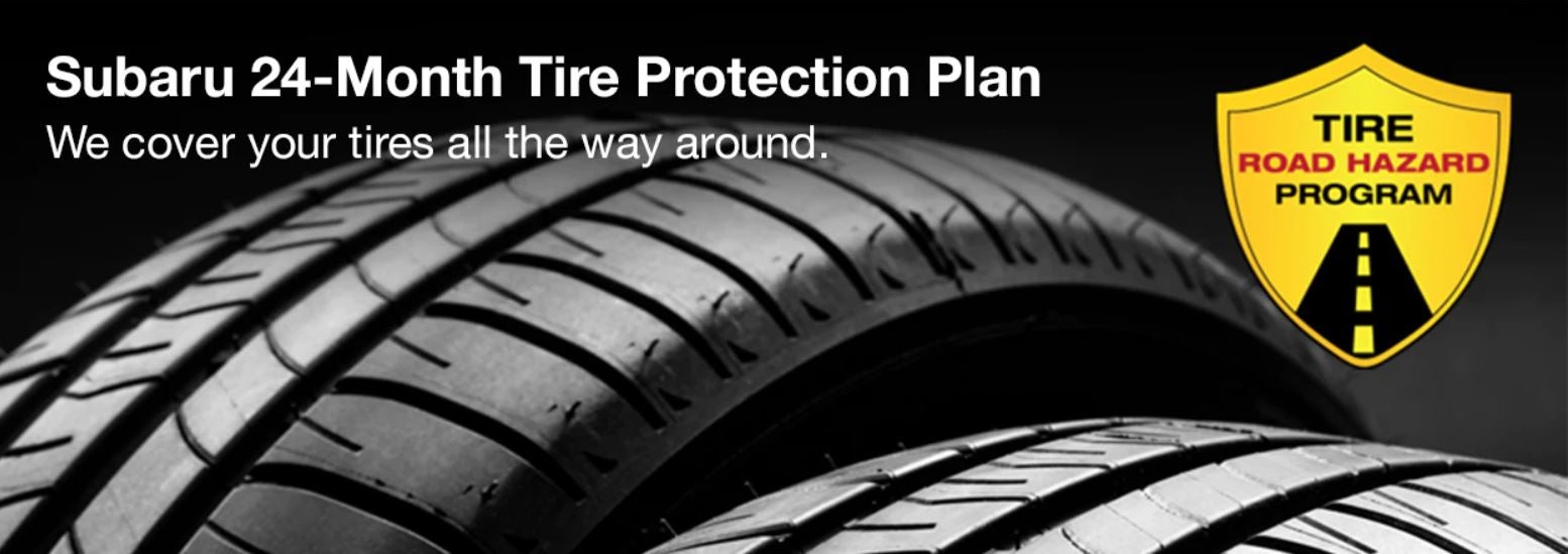 Subaru tire with 24-Month Tire Protection and road hazard program logo. | SubaruDemo2 in Hillsboro OR
